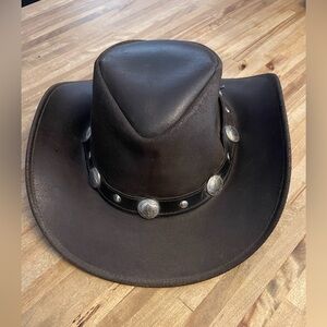 Brown Leather Western Hat